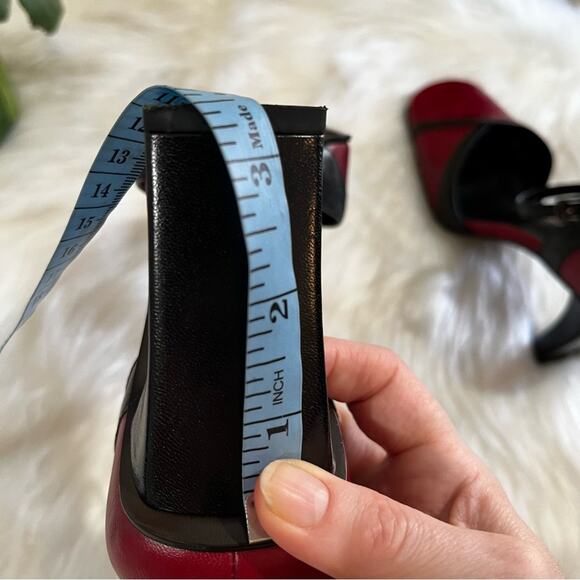 NEW Nine West Leather Y2K Two Tone Square Chunky Heel Ankle Wrap Pump 5.5 NWOT - Picture 15 of 15